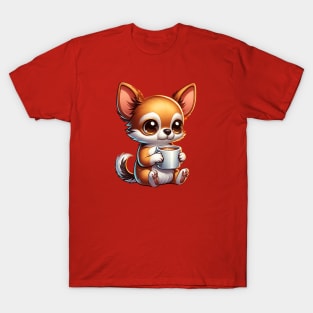 Chihuahua Dog Drinking Coffee T-Shirt